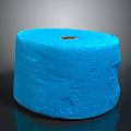 Blue Textured Roll with Cylindrical Shape and Reflective Base on Gray Background 3d model