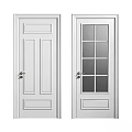 White Hinged Doors With Solid Panel And Glass Panel For Home Interior Design 3d model