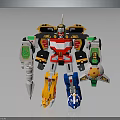 Multicolored Robot Action Figure With Mechanical Arms Spike Weapon And Wing Structure 3d model