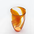 Modern Elegant Decorative Ornament Set With Orange Yellow Glass Vase Spiral Pattern For Home Decor