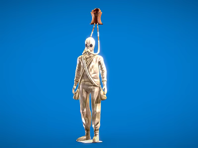 Full Body View of Man Wearing Protective Suit and Helmet Against Blue Background 3d model