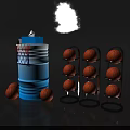 Basketball Training Setup With Blue Barrel Hoop And Multi Tiered Storage Racks