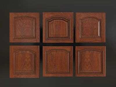 Six Varied Wooden Cabinet Door Panels With Carved Details And Wood Grain 3d model