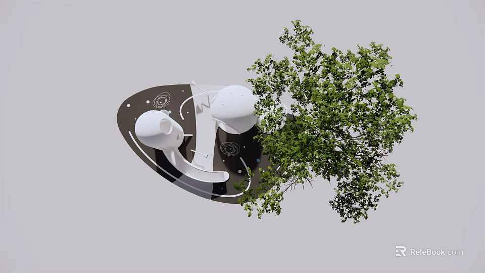 Fun Outdoor Children's Play Area With Play Structures Green Trees And Circular Design 3d model 