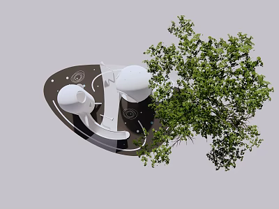 Fun Outdoor Children's Play Area With Play Structures Green Trees And Circular Design 3d model
