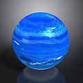 Blue Decorative Glass Sphere With Swirl Textures Shiny Surface And Reflective Base