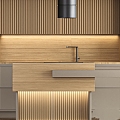 Modern Cabinet Kitchen Sink Facade Marble Wood 3d model