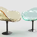 Transparent Accent Chairs in Amber and Green with Modern Stylish Black Metal Bases