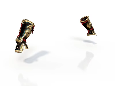 Ancient Weapon Arm Guards With Golden Decoration And Red Straps Traditional Design 3d model