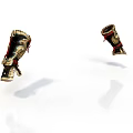 Ancient Weapon Arm Guards With Golden Decoration And Red Straps Traditional Design