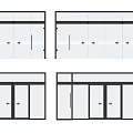 Modern Sliding Glass Doors With Black Frames And Multiple Panel Designs 3d model