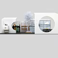 Modern Exhibition Space Design With White Building Glass Elements And Interior Lighting 3d model