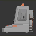 Retro Portable Computer With Green Screen Gray Body Orange Buttons And Wired Controller 3d model