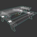 Solid Wood Outdoor Table with Attached Benches for Garden Picnic Space 3d model