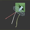 Minimalist Table Fan With Green Base Blue Blades And Pink Cord