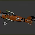 Vintage Aerospace Biplane Model Featuring Green White Orange Color And Black Cross Markings