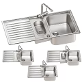Stainless Steel Wash Basin With Double Bowl Drainer And Faucet Design