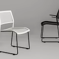 Modern White And Black Office Chair With Mesh Seat Backrest And Metal Frame