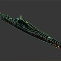 Detailed Blue And Red Submarine Model As Watercraft Design