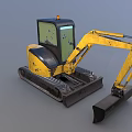 Yellow Mini Excavator With Muddy Tracks And Front Bucket Industrial Vehicle