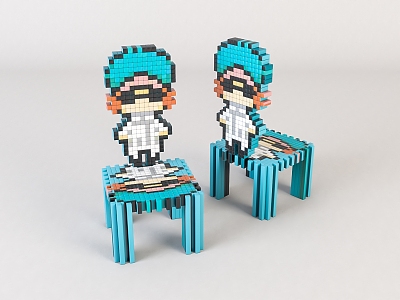 Modern Children's Chair Children's Cartoon Wooden Stool model