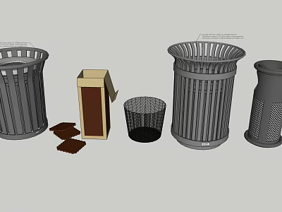 Public Facilities Outdoor Trash Cans With Metal Design And Different Styles 3d model