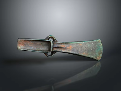 Ancient Bronze Weapon Rusted Blade With Central Hole And Historical Design 3d model