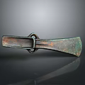 Ancient Bronze Weapon Rusted Blade With Central Hole And Historical Design