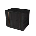 Modern Minimalist Dark Wood Nightstand With Two Drawers And Golden Accents