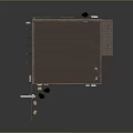 Small Building Structure With Gray Walls Brown Roof Green Street Sign Orange Boxes And Fence