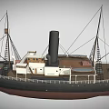 Vintage Ship Featuring Black Hull Brown Bottom White Superstructure Black Smokestack Ladders And Railings