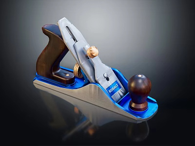 Industrial Hand Woodworking Plane With Metal Construction And Wooden Handle For Professional Carpentry 3d model
