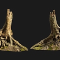 tree root moss bark trunk 3d model