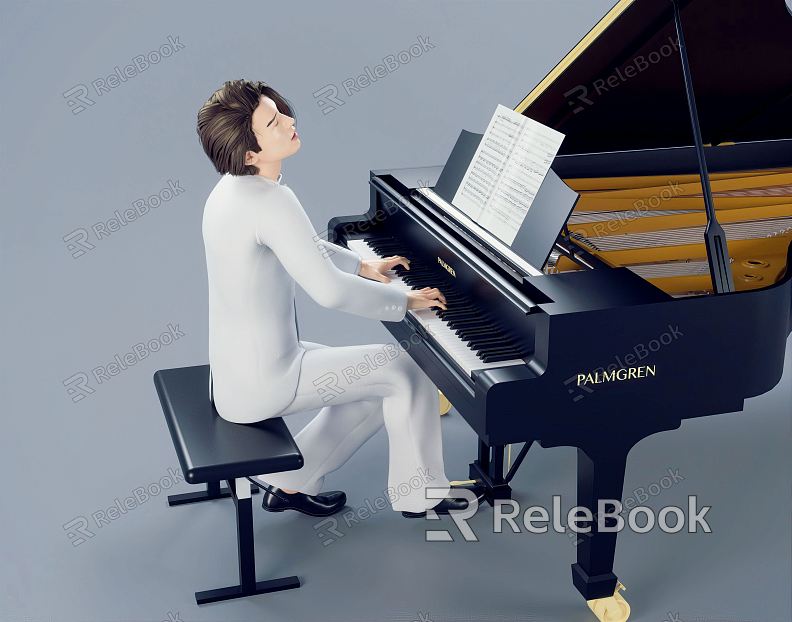 Modern Men Musical Instruments Musical Instruments Playing Piano Solo Playing Piano Stage Performance Concert Chinese Men Men Fashion Clothing model