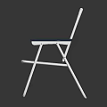 Blue and White Striped Folding Chair with Metal Frame and Armrests for Casual Outdoor Seating