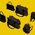 Brown Leather Luggage Bags With Various Styles Including Handbags Briefcases Backpacks And Metal Buckles