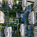 Residential Landscape With High Rise Buildings Lush Greenery And Swimming Pools