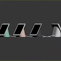 Colorful Electronic Smart Display Devices With Stands Showing Various Screen Contents