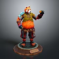 Red Panda Figurine In Decorative Outfit With Armor On Base Nameplate Poobah