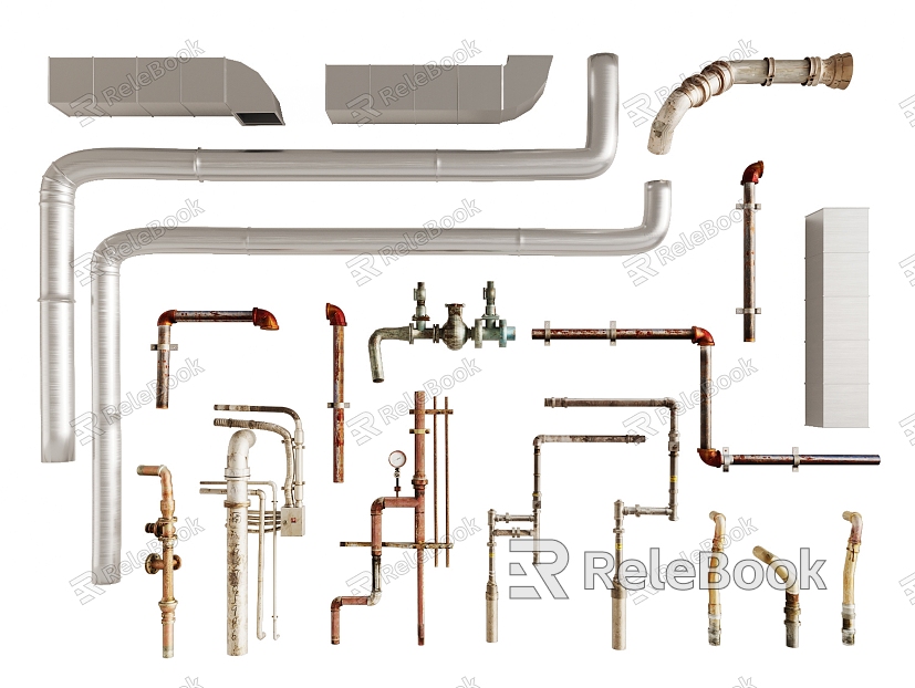 Rusty iron pipe, old pipe, water supply pipe, exhaust pipe, ventilation pipe, iron pipe model