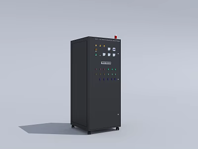 Black Industrial Control Cabinet Equipment With Multiple Buttons Indicator Lights And Red Alarm Light 3d model