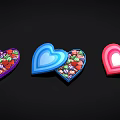 Colorful Heart Shaped Boxes Filled With Assorted Candies For Gifts