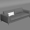 Modern Black Leather Sofa With Gray Accent Cushion And Sleek Design