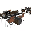 Open Office Layout Featuring Modern Desks With Computer Monitors And Ergonomic Chairs 3d model