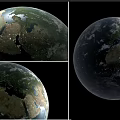 Earth Satellite Images Displaying Different Global Views With Day And Night Lighting