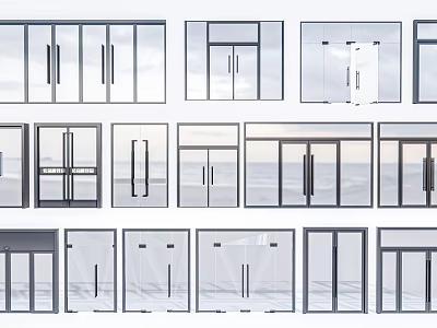Different Types of Modern Glass Doors With Frameless and Sliding Designs 3d model