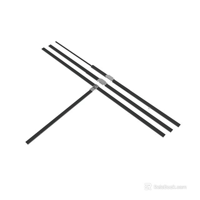 Sturdy Long Black Metal Rods Crossed With Silver Connectors For Various Uses 3d model 