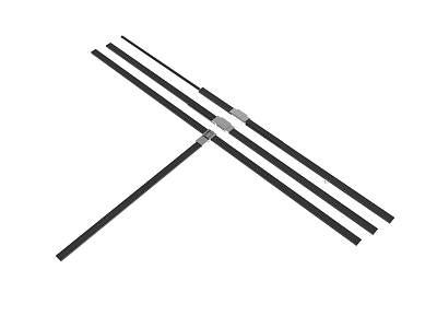 Sturdy Long Black Metal Rods Crossed With Silver Connectors For Various Uses 3d model