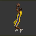 A Man Wearing Yellow Number 24 Jersey Shooting Basketball Against Grey Background