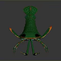 Vibrant Green Shrimp Shaped Decorative Model With Long Body Antennae Legs And Colorful Accents